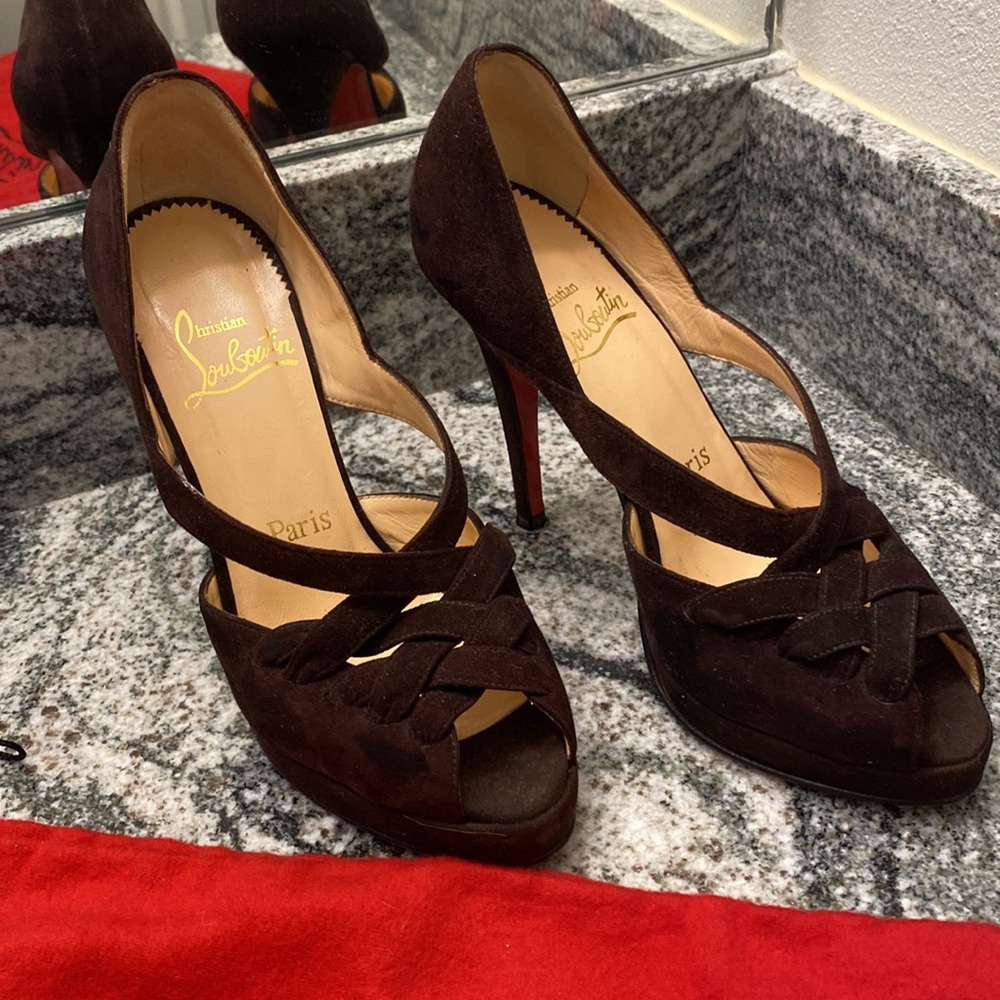 Christian Louboutin | Brown Suede Crossovers - Picture 4 of 8